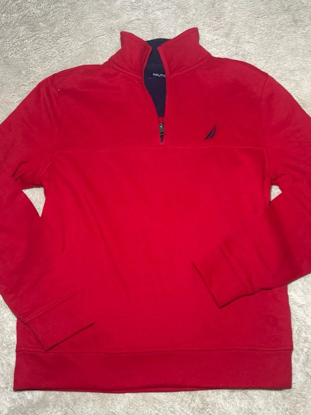 Nautica Men's Bright Red Half-Zip Fleece Pullover